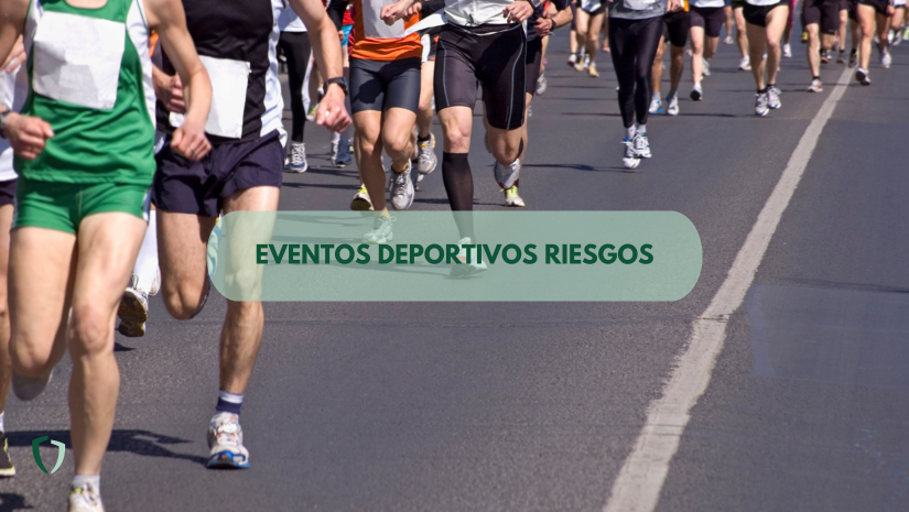 una imagen de una maratón y un texto: Eventos deportivos riesgos 